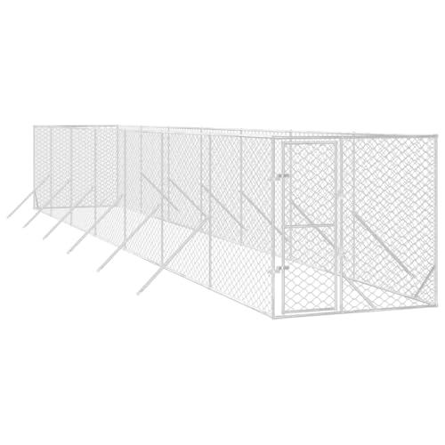 vidaXL Outdoor Hundezwinger, Hundehütte mit abschließbarer Tür, Hundekäfig für den Außenbereich, Hühnerstall Hundezaun Hundeauslauf, Silbern Verzinkter Stahl vidaXL Outdoor Hundezwinger, Hundehütte mit abschließbarer Tür, Hundekäfig für den Außenbereich, Hühnerstall Hundezaun Hundeauslauf, Silbern Verzinkter Stahl von vidaXL