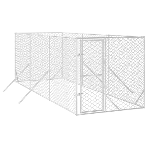 vidaXL Outdoor Hundezwinger, Hundehütte mit abschließbarer Tür, Hundekäfig für den Außenbereich, Hühnerstall Hundezaun Hundeauslauf, Silbern Verzinkter Stahl vidaXL Outdoor Hundezwinger, Hundehütte mit abschließbarer Tür, Hundekäfig für den Außenbereich, Hühnerstall Hundezaun Hundeauslauf, Silbern Verzinkter Stahl von vidaXL