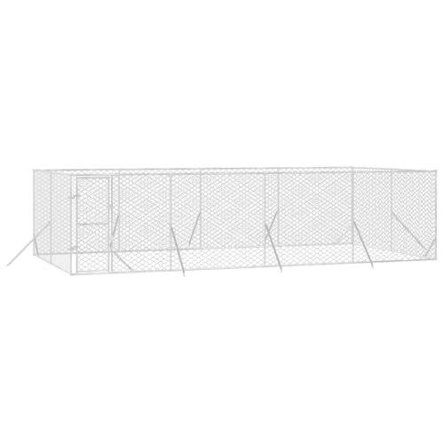 vidaXL Outdoor Hundezwinger, Hundehütte mit abschließbarer Tür, Hundekäfig für den Außenbereich, Hühnerstall Hundezaun Hundeauslauf, Silbern Verzinkter Stahl vidaXL Outdoor Hundezwinger, Hundehütte mit abschließbarer Tür, Hundekäfig für den Außenbereich, Hühnerstall Hundezaun Hundeauslauf, Silbern Verzinkter Stahl von vidaXL