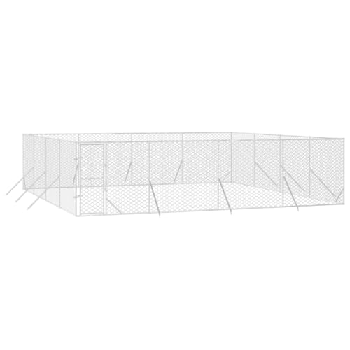 vidaXL Outdoor Hundezwinger, Hundehütte mit abschließbarer Tür, Hundekäfig für den Außenbereich, Hühnerstall Hundezaun Hundeauslauf, Silbern Verzinkter Stahl vidaXL Outdoor Hundezwinger, Hundehütte mit abschließbarer Tür, Hundekäfig für den Außenbereich, Hühnerstall Hundezaun Hundeauslauf, Silbern Verzinkter Stahl von vidaXL