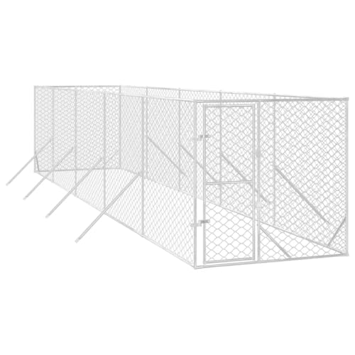 vidaXL Outdoor Hundezwinger, Hundehütte mit abschließbarer Tür, Hundekäfig für den Außenbereich, Hühnerstall Hundezaun Hundeauslauf, Silbern Verzinkter Stahl vidaXL Outdoor Hundezwinger, Hundehütte mit abschließbarer Tür, Hundekäfig für den Außenbereich, Hühnerstall Hundezaun Hundeauslauf, Silbern Verzinkter Stahl von vidaXL