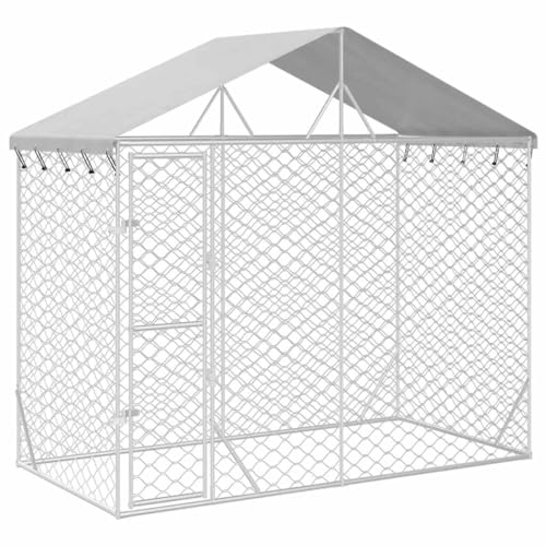 vidaXL Outdoor Hundezwinger mit Dach, Hundehütte mit abschließbarer Tür, Hundekäfig für den Außenbereich, Hühnerstall Hundezaun Hundeauslauf, Silbern Verzinkter Stahl vidaXL Outdoor Hundezwinger mit Dach, Hundehütte mit abschließbarer Tür, Hundekäfig für den Außenbereich, Hühnerstall Hundezaun Hundeauslauf, Silbern Verzinkter Stahl von vidaXL