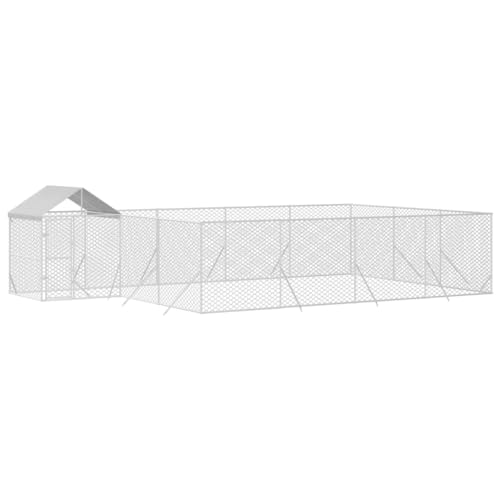 vidaXL Outdoor-Hundezwinger mit Dach Silbern 10x6x2,5 m Stahl Verzinkt von vidaXL
