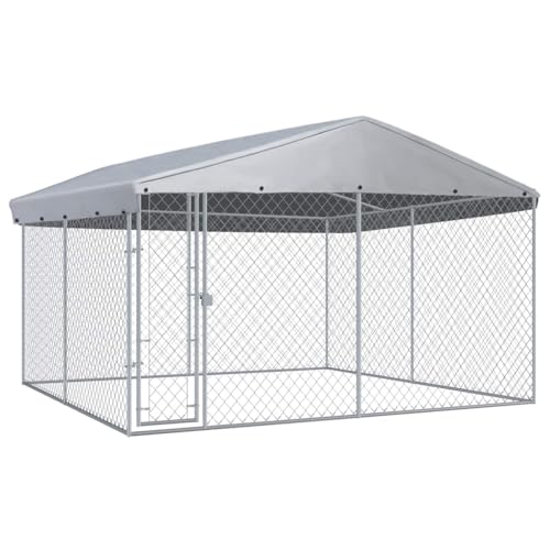 vidaXL Outdoor Hundezwinger mit Überdachung 382x382x225 cm Hundehütte Hundekäfig von vidaXL