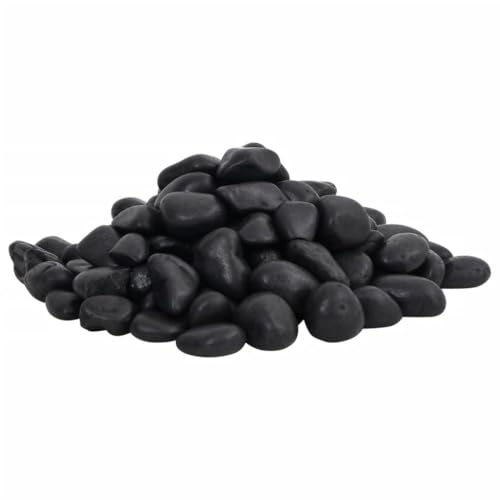 vidaXL Polierte Kiesel, Kieselsteine mit guter Drainage, Flusskiesel Zierkies für Aquarium Garten Dekoration, Dekosteine Gartenkies Glanzkies, Schwarz 10 kg 2-5cm von vidaXL