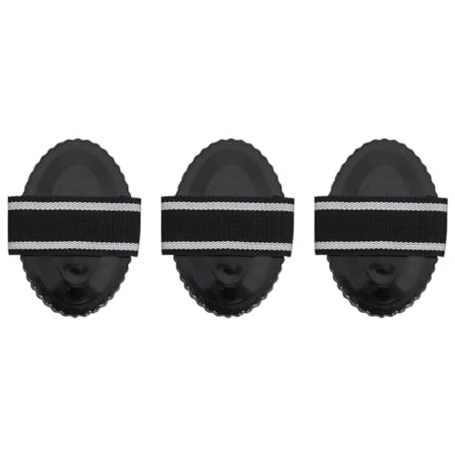 vidaXL Striegel 3 STK. für Pferde, Pferdebürste mit Griff, Ovaler Pferdestriegel mit gezackten Kanten, Metallstriegel, Schwarz Stahl von vidaXL
