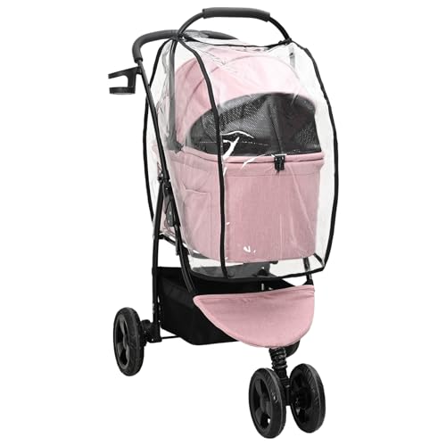 vidaXL Tierwagen für Hunde und Katzen in Pink, mit 3 Rädern aus robustem Oxford-Stoff. Die Größe beträgt 78 x 54 x 101 cm. Der Wagen hat EIN faltbares Design und eine Sicherheitsbremse und kommt mit von vidaXL