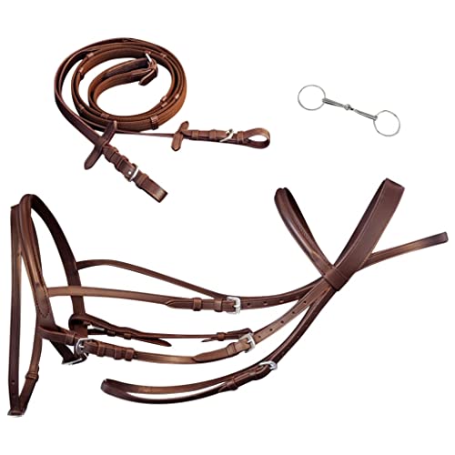 vidaXL Trense Trensenzaum Trensengebiss Ledertrense mit Zügeln Gurtzügel Pony vidaXL Trense Trensenzaum Trensengebiss Ledertrense mit Zügeln Gurtzügel Pony von vidaXL