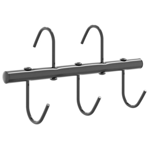 vidaXL Trensenhalter, Zaumhaken mit 5 Drehhaken, Trensenaufhänger für Scheune Sattelkammer Stall, Trensenhaken, Schwarz Pulverbeschichteter Stahl von vidaXL
