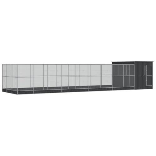 vidaXL Voliere mit Erweiterung Silbern 1118x303x216 cm Stahl, Vogelvoliere, Wellensittichkäfig, großer Vogelkäfig, Vogelkäfig, Papageienkäfig von vidaXL