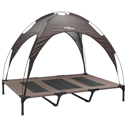 vidaXL erhöhtes Hundebett mit abnehmbarem Dach Braun XL Stahl von vidaXL