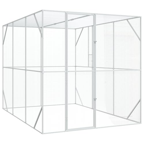 vidaXL Stapelbare Vogelkäfige für Vögel Metallgehege Geräumiges Design Innen/Außen Verwendung Industrie-Stil Zwei 302X206X214 cm Tierbedarf von vidaXL