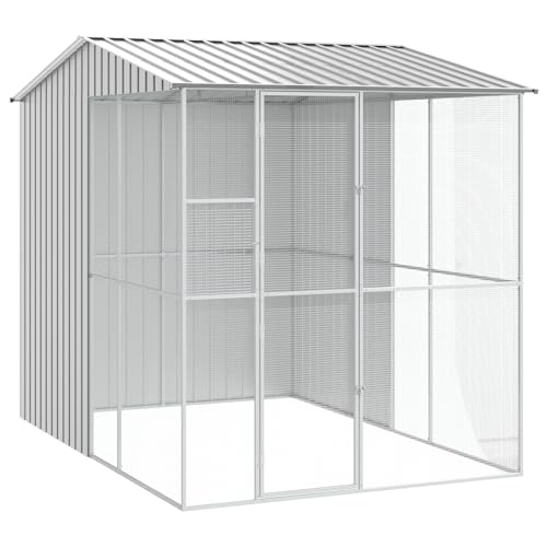 vidaXL großes Set aus 3 grauen Vogelkäfigen Langlebige wetterfeste pulverbeschichtete Stahlgehege für Haustiere einfache Wartung schönes modernes Design Gehege geräumige Metall zeitgenössische Vögel von vidaXL