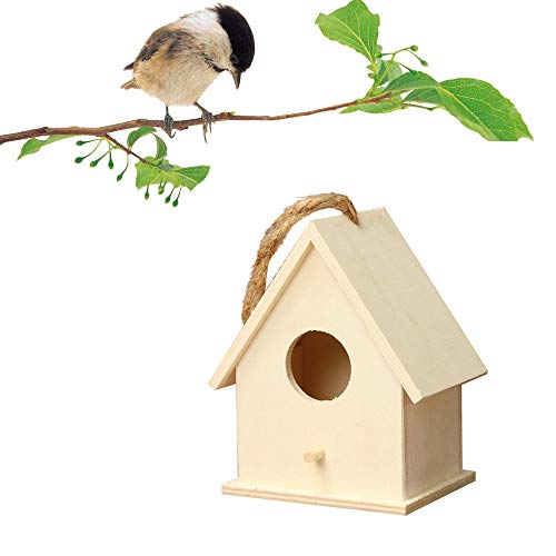 vijTIAN DIY Vogelhaus Holzhaus Ruheplatz für Vögel bietet Schutz vor kaltem Wetter Nesthaus Vogelbox Ideal für Pet Vogel Schlafhaus außerhalb Garten (C) von vijTIAN