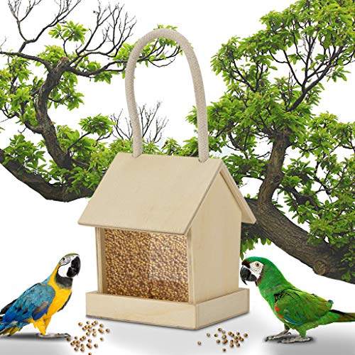 vijTIAN Wild Bird Wooden Feeder Hanging Feeders Sichtfenster für Garten Hof Dekoration Vogelhaus Ruheplatz für Vögel bietet Schutz vor kaltem Wetter (A) von vijTIAN