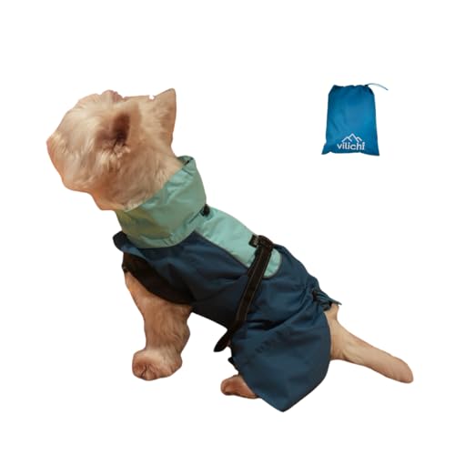 Vilichi Hunde-Regenmantel, Allwetterjacke, wasserdicht, winddicht & leichter Outdoormantel, Blau, Größe S (US) von vilichi