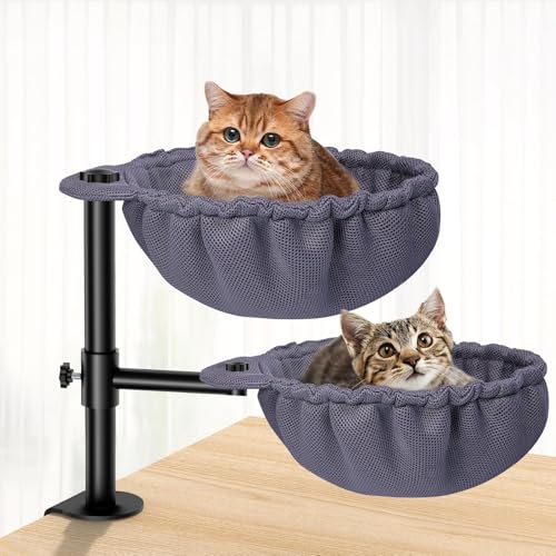Katzen-Schreibtischbett – 360° drehbare Katzen-Schreibtischstange für mehrere Katzen – weicher Stoff Schreibtisch Nest Bett – Höhenverstellbare Bett Schreibtischhalterung für Home Office Katzen-Schreibtischbett – 360° drehbare Katzen-Schreibtischstange für mehrere Katzen – weicher Stoff Schreibtisch Nest Bett – Höhenverstellbare Bett Schreibtischhalterung für Home Office von virtulance