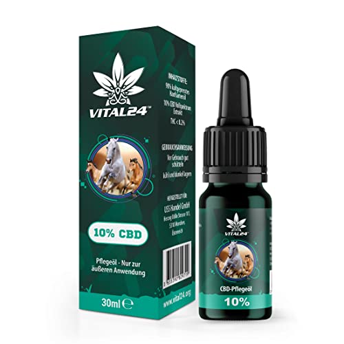 VITAL24 CBD-ÖL 10% für Pferde - 30ML (750 Tropfen) Hanföl Tropfen - Cannabisöl für Ihr Pferd - Horse CPD Oel von vitalmed