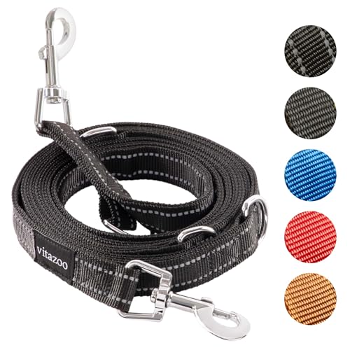 vitazoo Hundeleine - 3mx2,5cm - Nylon-Graphit Leine mit Karabinern für Kleine, Mittelgroße und Große Hunde - Verstellbare Führleine mit 4 Verschiedenen Längen in Schwarz Reflektierend für Ihren Hund vitazoo Hundeleine - 3mx2,5cm - Nylon-Graphit Leine mit Karabinern für Kleine, Mittelgroße und Große Hunde - Verstellbare Führleine mit 4 Verschiedenen Längen in Schwarz Reflektierend für Ihren Hund von vitazoo