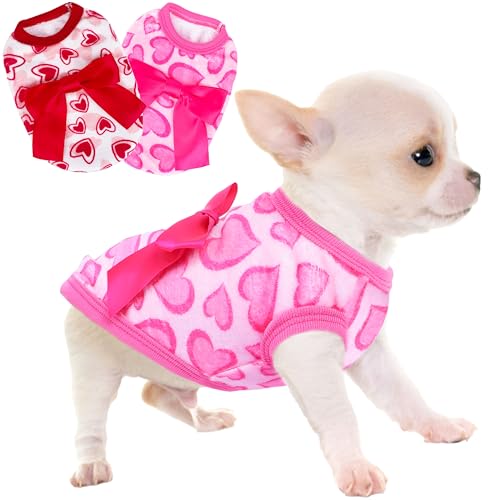 2 Stück Hundepullover für kleine Hunde XXS Hundekleidung Chihuahua Welpenpullover Herz Teetasse Chihuahua Yorkie Welpenkleidung XXS Haustierpullover (Herz, klein) von viunimo