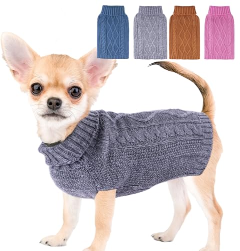 Grauer Rollkragenpullover für kleine Hunde und Katzen, dicker warmer Pullover für Herbst und Winter, Hundebekleidung für Mädchen und Jungen Grauer Rollkragenpullover für kleine Hunde und Katzen, dicker warmer Pullover für Herbst und Winter, Hundebekleidung für Mädchen und Jungen von viunimo