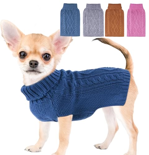 Hundepullover für kleine Hunde, XS, Hundepullover, Winter-Hundekleidung, für Jungen, Chihuahua, Yorkie, warme Haustierkleidung, gestrickt, solider Welpenpullover, Katzenpullover, Rollkragen für kaltes Hundepullover für kleine Hunde, XS, Hundepullover, Winter-Hundekleidung, für Jungen, Chihuahua, Yorkie, warme Haustierkleidung, gestrickt, solider Welpenpullover, Katzenpullover, Rollkragen für kaltes von viunimo