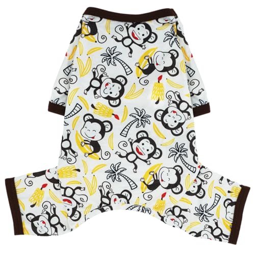 Niedlicher Hunde-Pyjama, Hundekleidung für kleine Hunde, Mädchen, Jungen, weicher Einteiler für Frühling und Sommer, Hunde-Outfit (Braun, Größe M) von viunimo