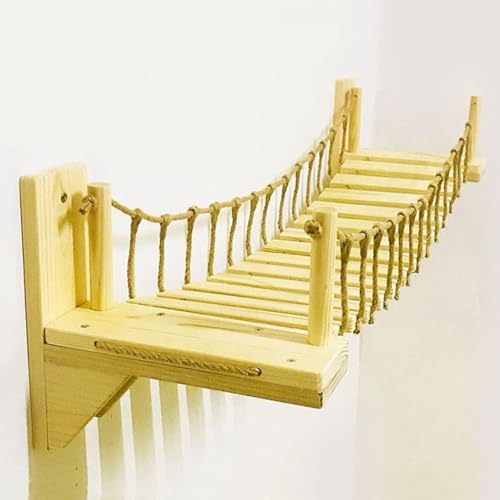 90 cm Katzenbrücke, Klettergerüst, Holz, für Haustiere, Katzenbaum, Haus, Bett, Hängematte, Sisal, Kratzbaum, Katzenmöbel, Katzenspielzeug, Wandmontage (Farbe: D, Größe: 90 cm) (D 90 cm) von vkeid