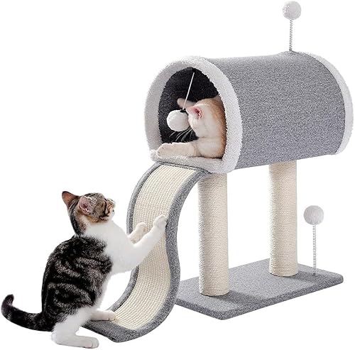 Cats Tree Condo Activity Tower-Möbel mit Kratzbaumrutsche und baumelnden Bällen in Grau Cats Tree Condo Activity Tower-Möbel mit Kratzbaumrutsche und baumelnden Bällen in Grau von vkeid