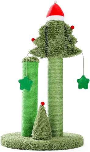 Festlicher Katzenkratzbaum, Kaktusbaumturm mit Sisalseil, Katzenklettergerüst mit Weihnachtsdekoration Festlicher Katzenkratzbaum, Kaktusbaumturm mit Sisalseil, Katzenklettergerüst mit Weihnachtsdekoration von vkeid