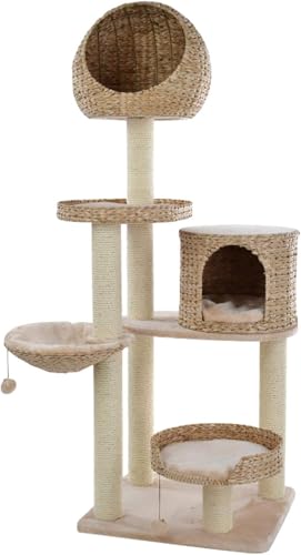 Große, mehrstöckige Kratzbaum-Wohnungsmöbel mit mit Sisal überzogenen Kratzbäumen, Sitzstangen-Hängematte für Kätzchen, Katzen und Haustiere Große, mehrstöckige Kratzbaum-Wohnungsmöbel mit mit Sisal überzogenen Kratzbäumen, Sitzstangen-Hängematte für Kätzchen, Katzen und Haustiere von vkeid