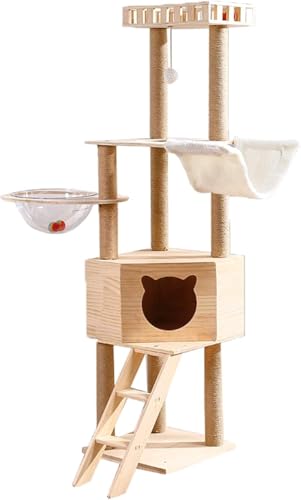 Katzenbaum, Eigentumswohnungsmöbel, Aktivitätsturm für Kätzchen, Spielhaus für Haustiere, mit Kratzbäumen, Sitzstangen und Hängematte Katzenbaum, Eigentumswohnungsmöbel, Aktivitätsturm für Kätzchen, Spielhaus für Haustiere, mit Kratzbäumen, Sitzstangen und Hängematte von vkeid