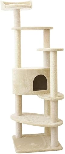 Katzenbaum, Katzenturm, mehrschichtiger Kratzbaum mit mit Sisal bedeckten Handläufen, Katzenklettergerüst mit Sisal-Haltepfosten, Katzenturm, Kratzbaum für Kätzchen (Farbe: Beige, Größe: 50 x 50 x Katzenbaum, Katzenturm, mehrschichtiger Kratzbaum mit mit Sisal bedeckten Handläufen, Katzenklettergerüst mit Sisal-Haltepfosten, Katzenturm, Kratzbaum für Kätzchen (Farbe: Beige, Größe: 50 x 50 x von vkeid