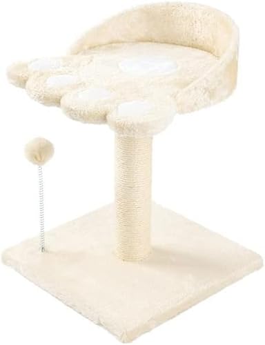 Katzenkletterbaum Flanell-Klettergerüst für kleine Katzen, multifunktionale doppelschichtige Katzensprungplattform mit Pfotenabdruck und lustigem Katzenstock, Katzentoilette, Katzenkratzbaum, Katzenkletterbaum Flanell-Klettergerüst für kleine Katzen, multifunktionale doppelschichtige Katzensprungplattform mit Pfotenabdruck und lustigem Katzenstock, Katzentoilette, Katzenkratzbaum, von vkeid
