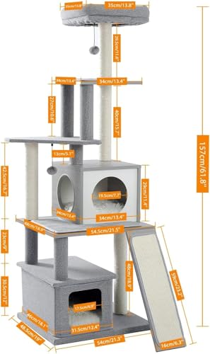 Katzenkletterbaum Haustier-Katzenbaum, mehrstöckiges Katzenhaus, großer Bass, Haltegriff und Hängematte, Katzenklettergerüst, Katzenhausmöbel zum Spielen und Ausruhen für Kätzchen und große Katzen Katzenkletterbaum Haustier-Katzenbaum, mehrstöckiges Katzenhaus, großer Bass, Haltegriff und Hängematte, Katzenklettergerüst, Katzenhausmöbel zum Spielen und Ausruhen für Kätzchen und große Katzen von vkeid