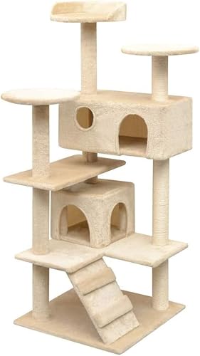 Katzenspielzeug, Kratzbaum mit Kratzbäumen, 125 cm, dunkelblau, mit Katzenkratzern umwickelte Stöcke, Katzenklettergerüst, Haustierprodukt (Farbe: Silber) (Gelb) von vkeid