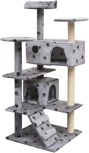 Katzenspielzeug, Kratzbaum mit Kratzbäumen, 125 cm, dunkelblau, mit Katzenkratzern umwickelte Stöcke, Katzenklettergerüst, Haustierprodukt (Farbe: Silber) (blau) von vkeid