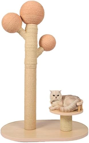 Kratzbaum, Kaktus, Katzenklettergerüst, Massivholz, Katze greift nach Stange auf Plattform, Katzennest, große Katzenprodukte, Spielzeug für Haustiere, Grün (Farbe: Rosa) g (Farbe: Rosa) (Rosa) von vkeid
