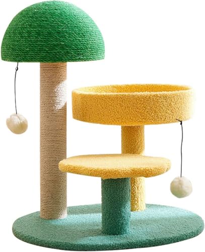 Kratzbaum, Katzenkratzbaum für Hauskatzen, Katzenturm mit Plattform, 2 interaktive baumelnde Bälle, Sisal-Kratzstangen für die Spielruhe von Katzen Kratzbaum, Katzenkratzbaum für Hauskatzen, Katzenturm mit Plattform, 2 interaktive baumelnde Bälle, Sisal-Kratzstangen für die Spielruhe von Katzen von vkeid
