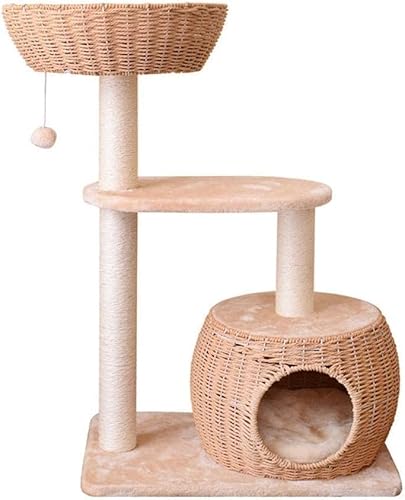 Kratzbaum, Katzenturm, Katzenklettergerüst, Katzenkratzbaum, Baumkratzer, Stange, Turnhalle, Haus, Spielzeug, Katzensprungplattform (Farbe: Beige) (Farbe: Beige) (Beige) von vkeid