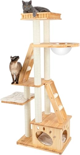 Kratzbaum, Katzenturm, mehrstöckiges Kätzchenhaus mit Kratzbäumen, großes Katzenständer-Möbel, Kletterspielhaus Kratzbaum, Katzenturm, mehrstöckiges Kätzchenhaus mit Kratzbäumen, großes Katzenständer-Möbel, Kletterspielhaus von vkeid