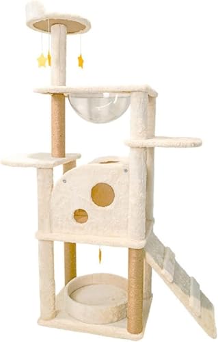 Kratzbaum, großes Katzenklettergerüst mit Streu, Katzenstreu, Katzenbaum, integriertes Katzenkratzbrett, Schleifklaue, Katzenspielzeug, Regal, Raumkapsel, Katzenvilla, Katzenkletterbaum (Farbe: C), von vkeid