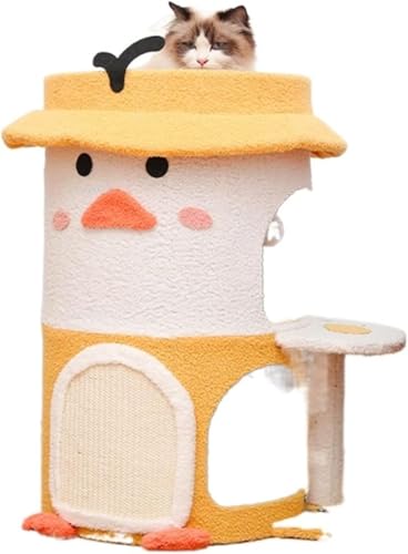 Kratzbaum für große Katzen, niedliche Ente, Sisal, Katzenkratzer, Haus, Katzen-Klettergerüst, Zubehör, Katzentrage, Kratzbaum, All-in-one-Katzenhaus mit Mehreren Etagen, Villa Cat (Größe: L) Vision von vkeid