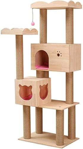 Kratzbaum und Turm aus Holz, Klettergerüst für Katzen, luxuriöses Katzenspielzeug und Apartment-Sprungzentrum, Aktivitätszentrum Kratzbaum und Turm aus Holz, Klettergerüst für Katzen, luxuriöses Katzenspielzeug und Apartment-Sprungzentrum, Aktivitätszentrum von vkeid
