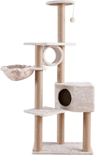 Mehrstöckiger Kratzbaum mit mit Sisal überzogenen Kratzbäumen, Katzenturm mit Hängematte und mit weichem Plüsch überzogen, für kleine Katzen und Kätzchen Mehrstöckiger Kratzbaum mit mit Sisal überzogenen Kratzbäumen, Katzenturm mit Hängematte und mit weichem Plüsch überzogen, für kleine Katzen und Kätzchen von vkeid