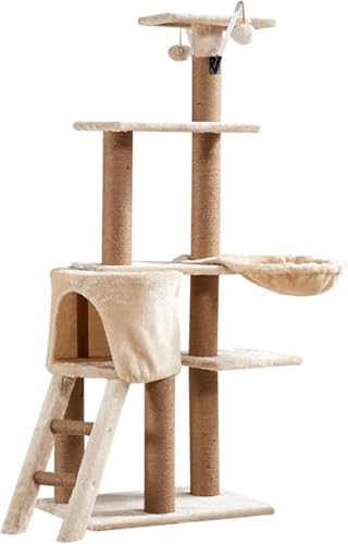 Mehrstufiger Kratzbaum-Kätzchen-Aktivitätsturm mit Katzenkratzbäumen und interaktiven Bällen für die Spielruhe von Katzen im Innenbereich Mehrstufiger Kratzbaum-Kätzchen-Aktivitätsturm mit Katzenkratzbäumen und interaktiven Bällen für die Spielruhe von Katzen im Innenbereich von vkeid