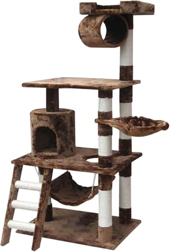 Mehrstufiger Kratzbaumturm für Kätzchen, mit Hängemattentunnel und mit weichem Plüsch überzogen Mehrstufiger Kratzbaumturm für Kätzchen, mit Hängemattentunnel und mit weichem Plüsch überzogen von vkeid