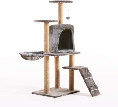 Spieltürme für Katzen, Katzenklettergerüst, erhöhen die Höhe des Katzenbaums, weiches Nest mit Katzenlöffel und Katzennest, Katzenspielzeug, Katzenkratzspielzeug, Bäume für Katzen (Farbe: Grau, von vkeid