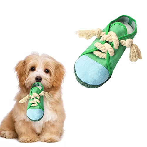 vocheer Kauspielzeug für Hunde, Hundespielzeug, um sie beschäftigt zu halten, langlebiges Zahnen Schuh, interaktives Quietschspielzeug für Welpen, klein, mittlere Brise, maschinenwaschbar (grün) von vocheer