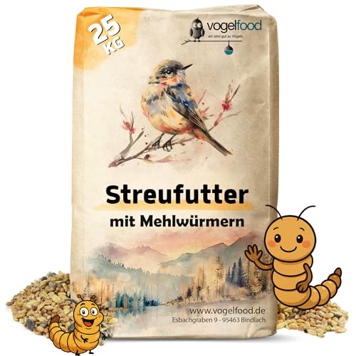 25 kg Streufutter mit Mehlwürmern für Wildvögel erstklassige Zusammensetzung von vogelfood wir sind gut zu Vögeln